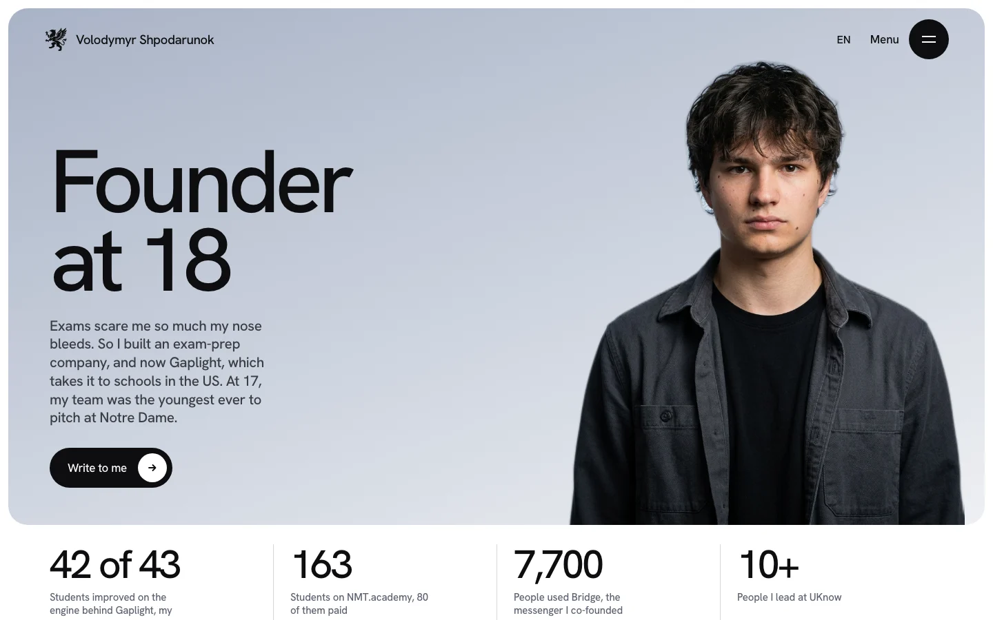 Volodymyr — The answer on the first screen